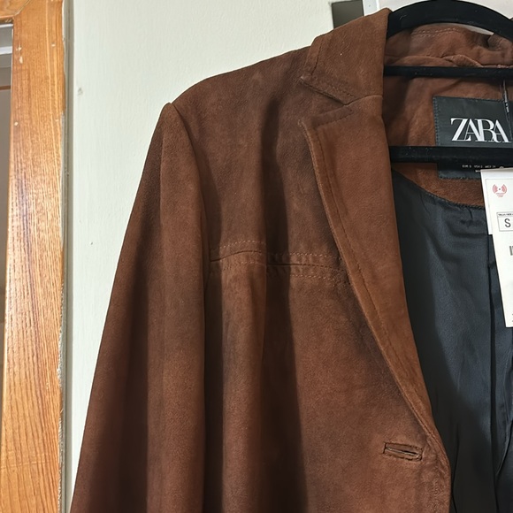 Zara 100% suede leather blazer jacket - Picture 8 of 8